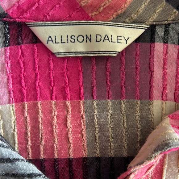 Allison Daley Pink and Black Plaid Relaxed Textured Button Down Shirt L/XL - Picture 6 of 7
